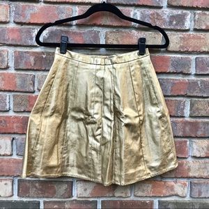 [Ark & Co] Gold Faux Leather A-Line Mini Skirt